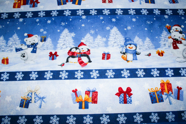 Designer-Baumwollstoff Snow what Fun Repeating Stripe (10 cm)